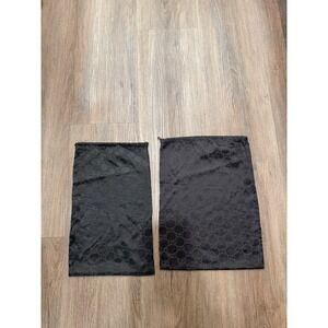 Gucci Dark Brown GG Monogram Satin Shoe Dust Bags Set of 2 Drawstring Pouches